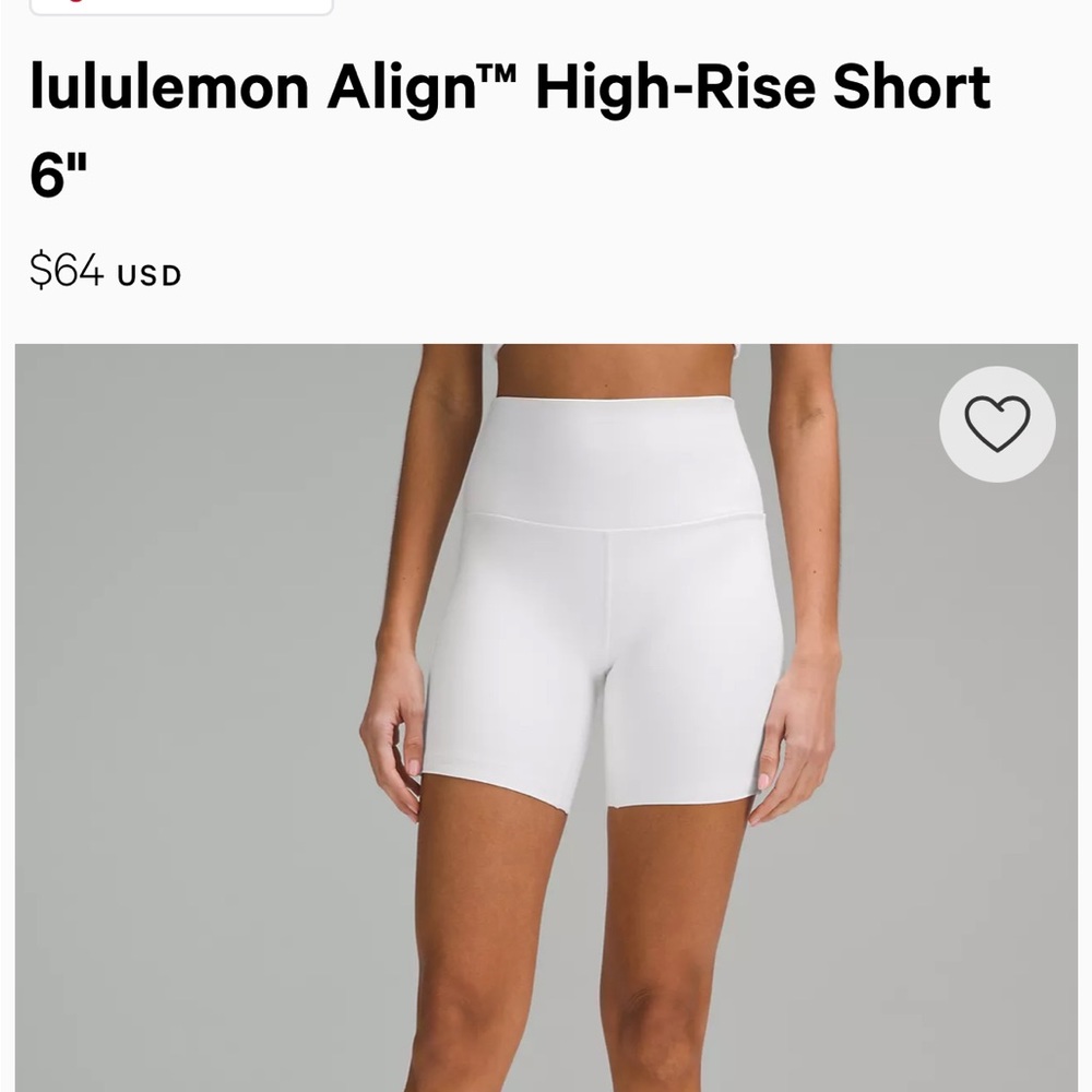 lululemon athletica Women's White High-Rise Shorts